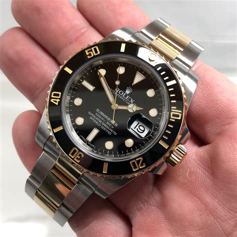 rolex submariner black dial gold steel|Rolex Submariner date 116613lb.